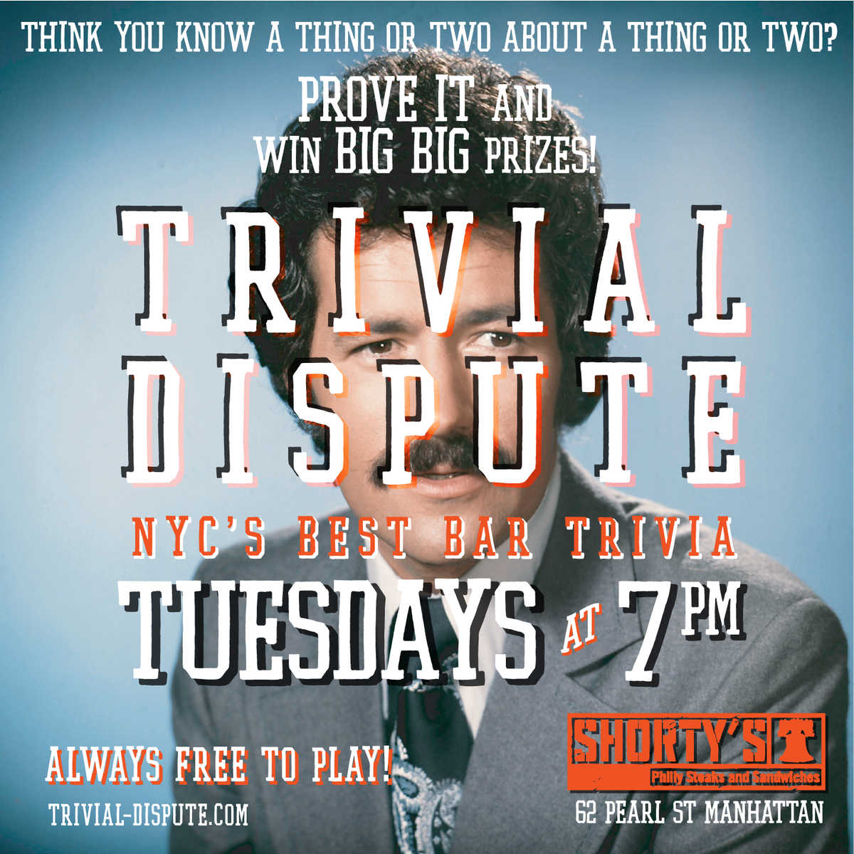 Starting tonight, Tuesdays at <a href="/ShortysTrivia/">Shorty's Trivia</a> Pearl Street will be at 7pm! Come for Happy Hour, stay for Trivia!