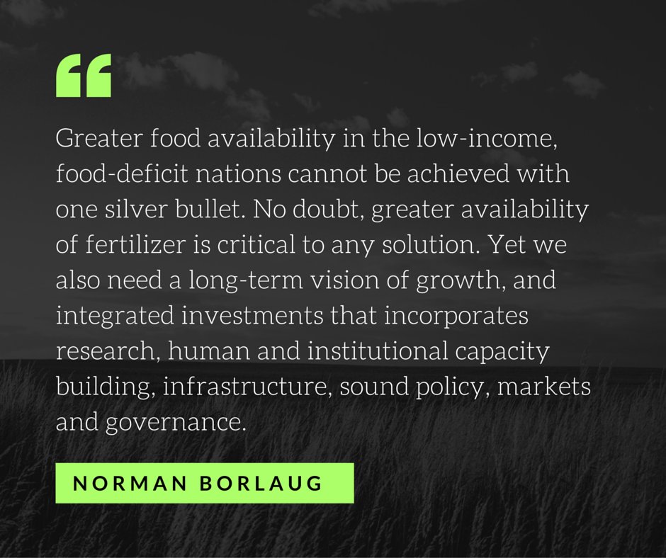 Fertilizer_Inst's tweet photo. We'll end this week with some insight from Nobel Laureate Norman Borlaug. #agchat #fertilizerfriday https://t.co/4bCeCjh46Q