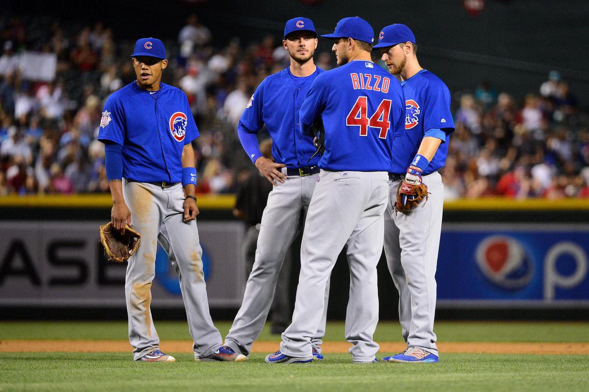SportsCenter's tweet photo. Cubs are slated to join 1963 Cardinals as only teams in MLB history to start all 4 infielders in All-Star Game. https://t.co/nISNYfsTsA