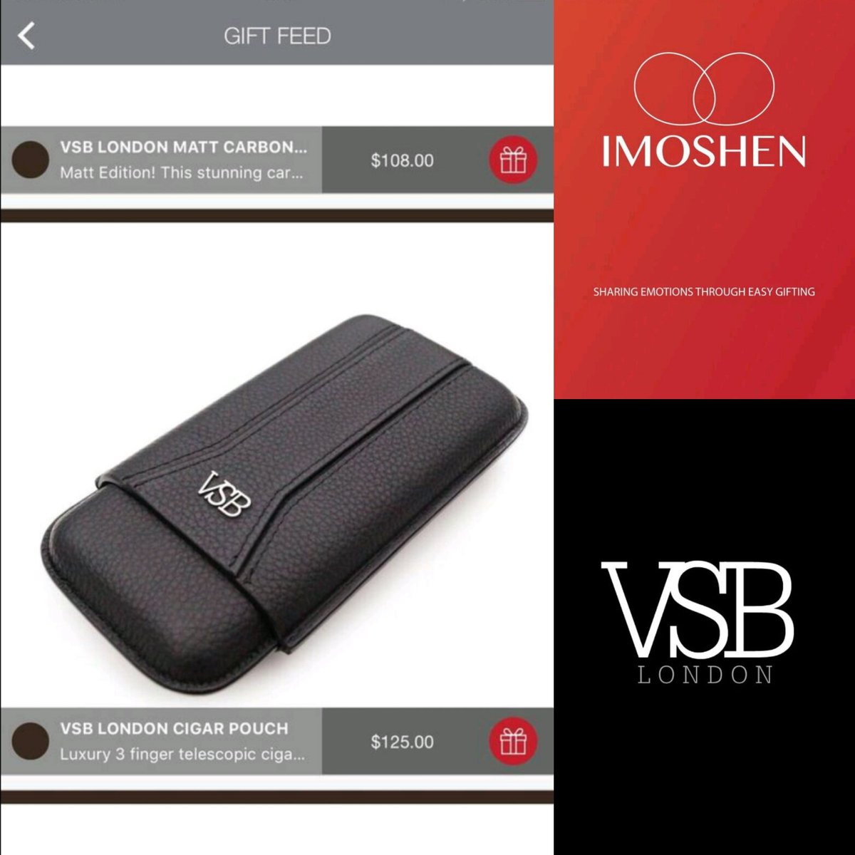 VSB London's luxury cigar cases and tubes now also being sold through <a href="/imoshenapp/">Imoshen</a>. Download the app and explore!