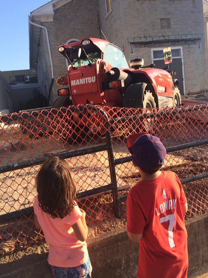 Kimmy_R's tweet photo. Loo and boo wanted to go check out the construction at St Mary's Church  !! https://t.co/EXA1DZwq3o