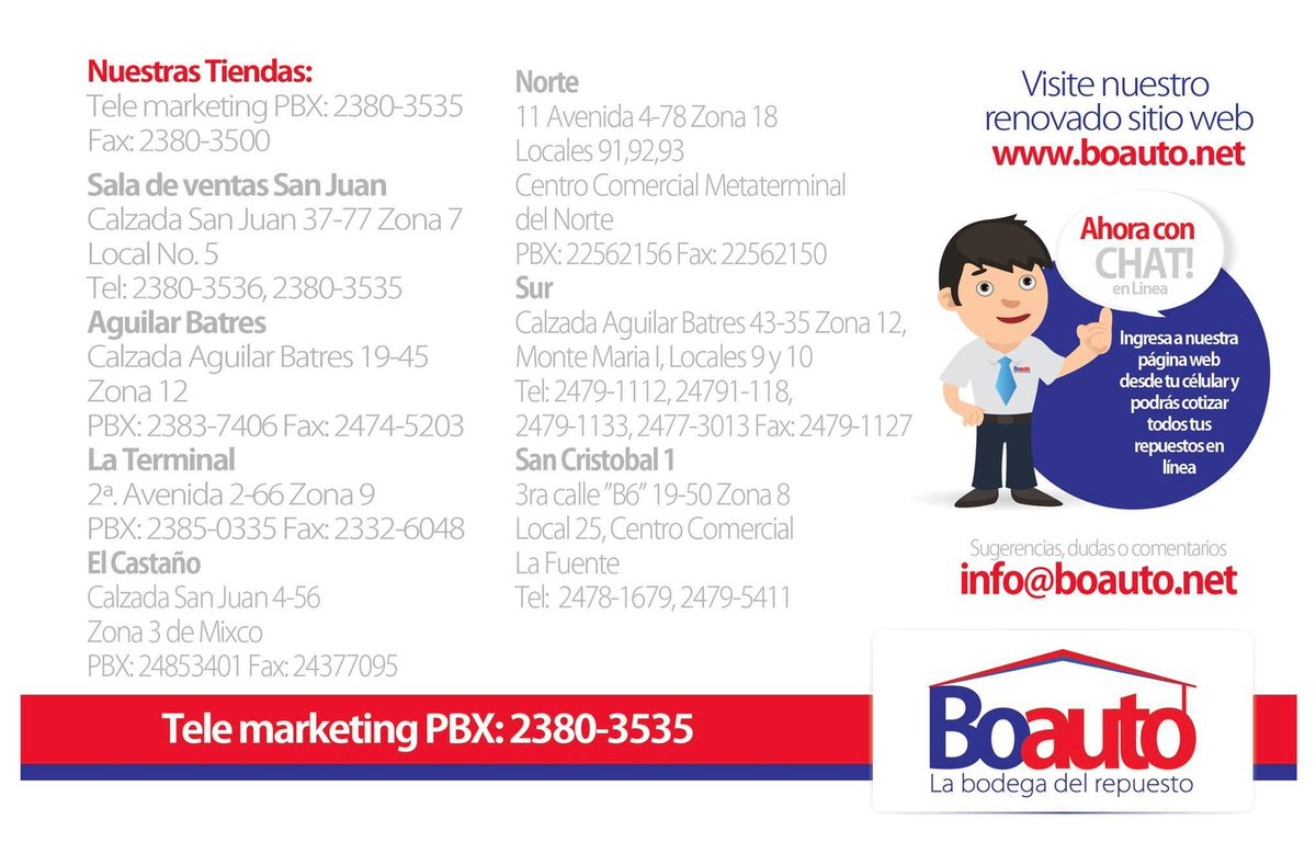 BoautoRepuestos's tweet photo. Les compartimos información de nuestras tiendas, seguramente quedará una cerca de ustedes :)
#Boauto
#FelizMartes https://t.co/WLDvSGEqHn