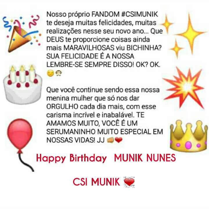 dricajusara's tweet photo. Feliz aniversário 👸❤ @MunikBarbosa 
#CSIMUNIK 💕 https://t.co/xfUKzEF0ip