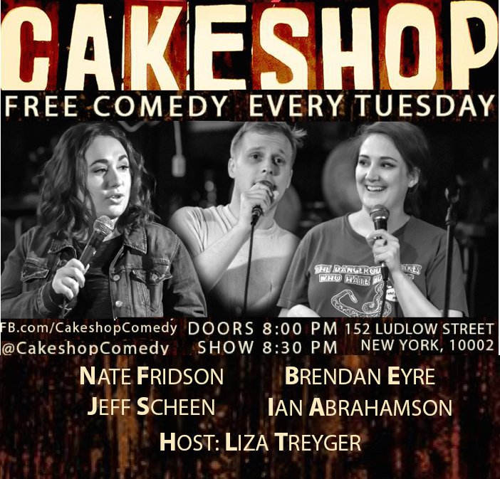 CakeshopComedy's tweet photo. tonight!!! doors @ 8, show @ 8:30! https://t.co/93LaQFeniG