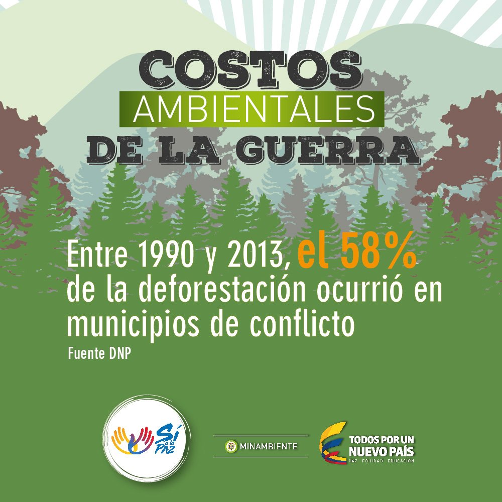 Hay una relación entre la pérdida de nuestros bosques y el conflicto armado en nuestro país. #AmbienteYPaz