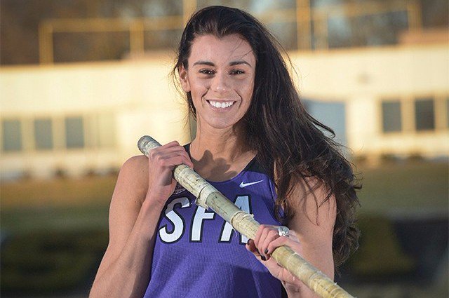 SFASU's tweet photo. Cheer on Demi Payne in the Olympic trials by watching her at 5 p.m. CT Friday on https://t.co/k6GLfvZnJ6 or on NBC. https://t.co/DbV5lRsFHr