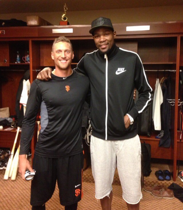 hunterpence's tweet photo. Welcome to the Bay @KDTrey5! Hope to see you at a couple @SFGiants games #BayAreaSportsFamily https://t.co/M0t91x8a9E