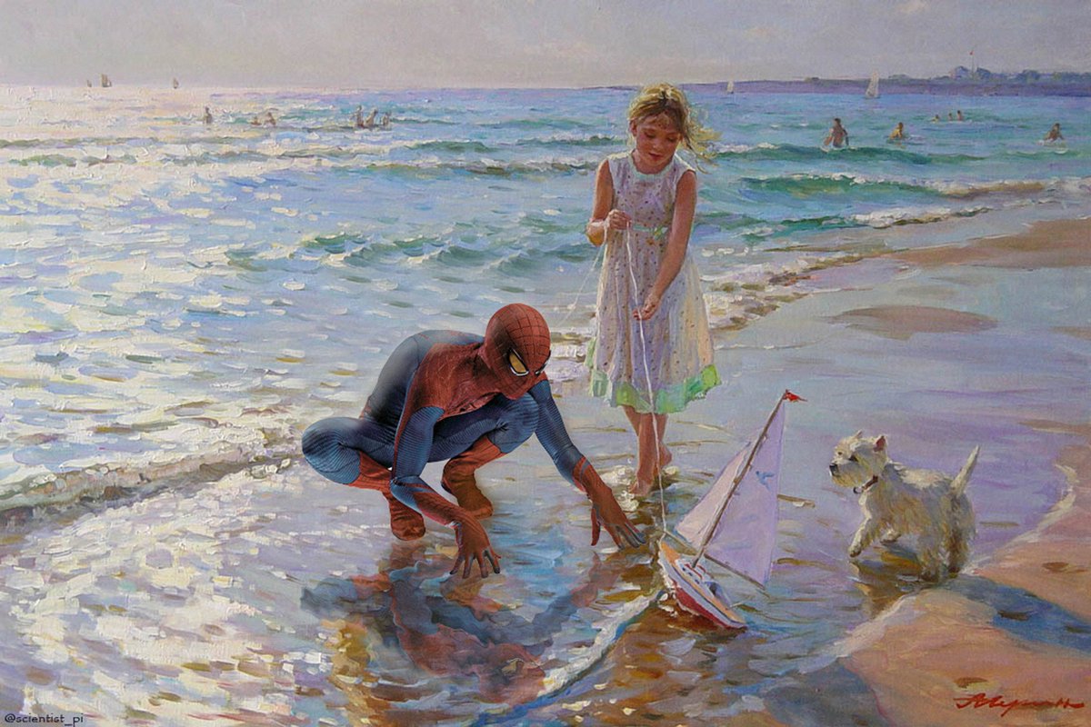 scientist_pi's tweet photo. EL VERANO DE SPIDERMAN (alta resolución) 
by @scientist_pi from Averin painting
@ArturoParroquia @albertochicote https://t.co/lezgALYX6m