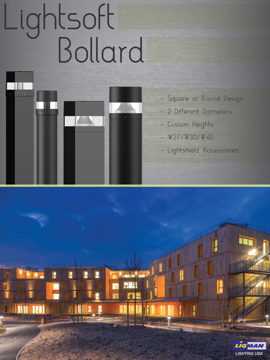 LigmanAmerica's tweet photo. Lightsoft cylindrical & square shaped bollards with symmetrical light distribution. #Lightsoft #led #Ligman #Bollard https://t.co/Xle3q1tZ30