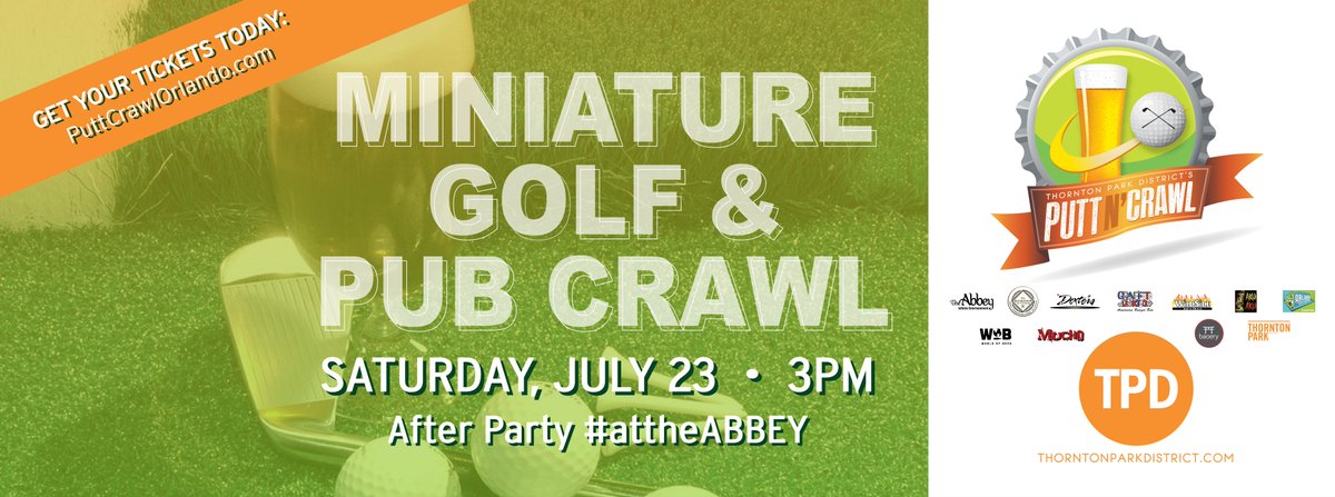 TheAbbeyOrlando's tweet photo. @ThorntonParkFL 2nd Annual #PuttNCrawl is July 23 - tix available now: https://t.co/grZpwqfgZj https://t.co/H5eMiy46MJ