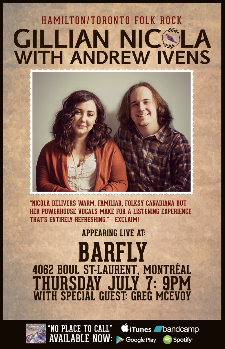 #Montreal! Can't wait to play for you on Thursday night with <a href="/GregMcEvoyMusic/">Greg McEvoy</a> at #Barfly! See you then! <a href="/sneviwerdna/">Andrew Ivens</a>