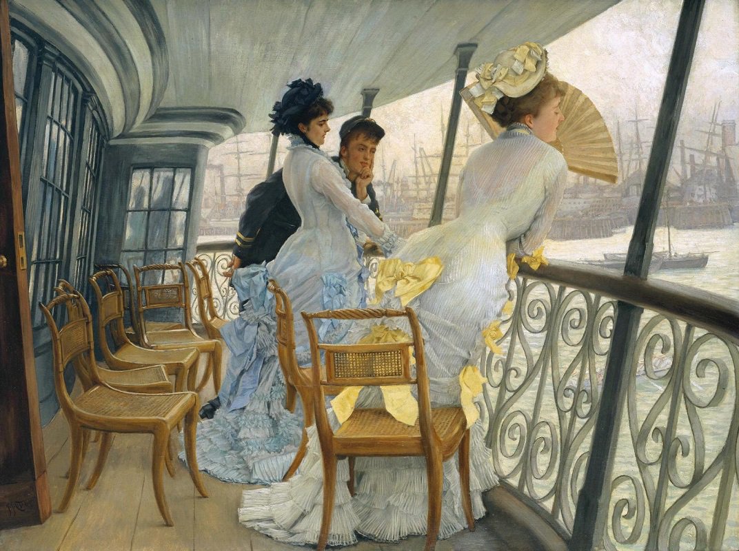 MimiMatthewsEsq's tweet photo. "The Gallery of HMS Calcutta (Portsmouth)" by James Tissot, 1876. #Art #TissotTuesday https://t.co/rJ08jdBD0N