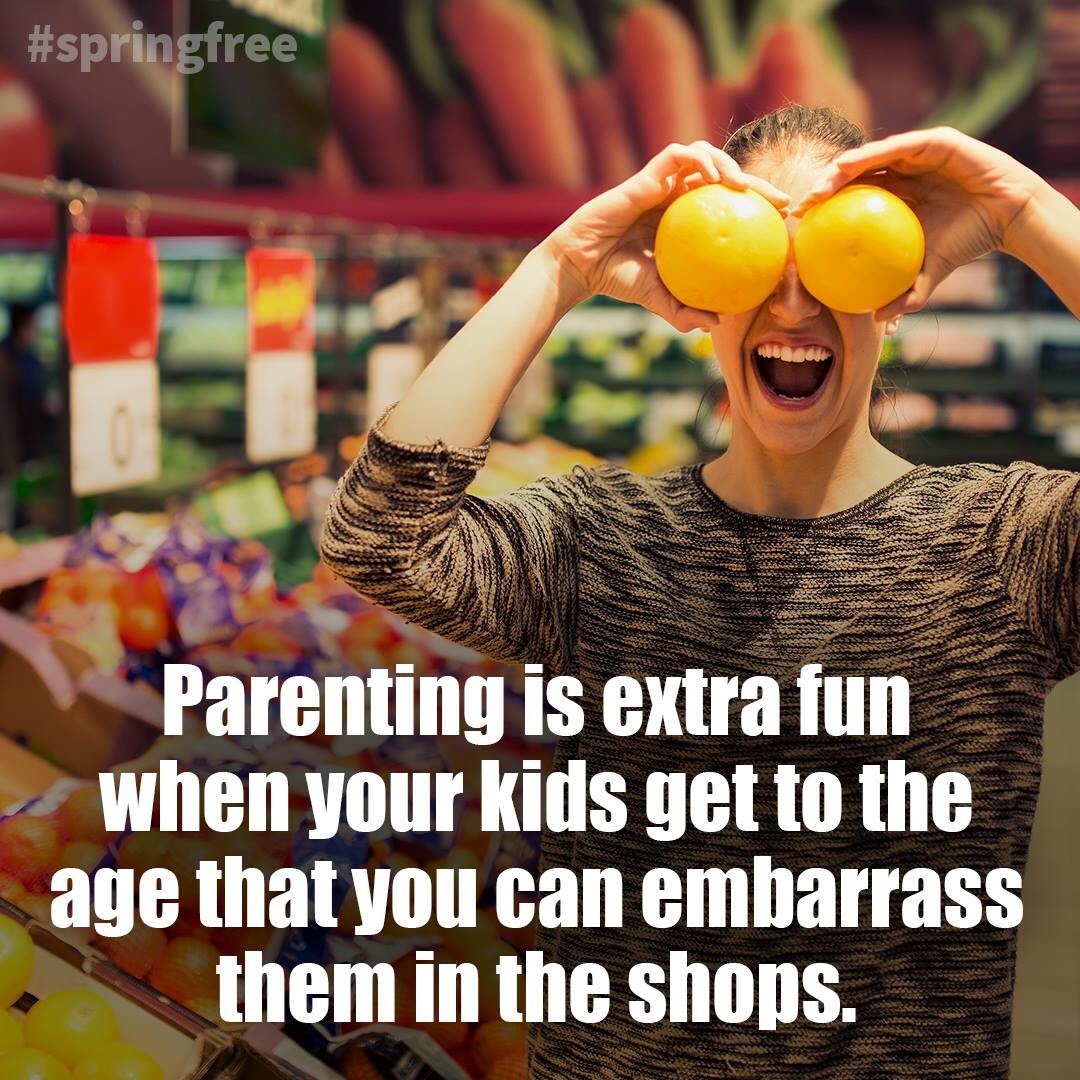 springfree's tweet image. There comes a time in every parent’s life when they can finally embarrass their kids... And it’s FUN! #Springfree