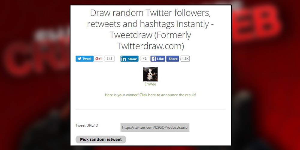 CSGOProduct's tweet photo. Congratulations @Fuqoffnoob on winning the Shadow Daggers | Crimson Web!
DM us within 24hrs or another RT will win! https://t.co/87xbSY4oLS