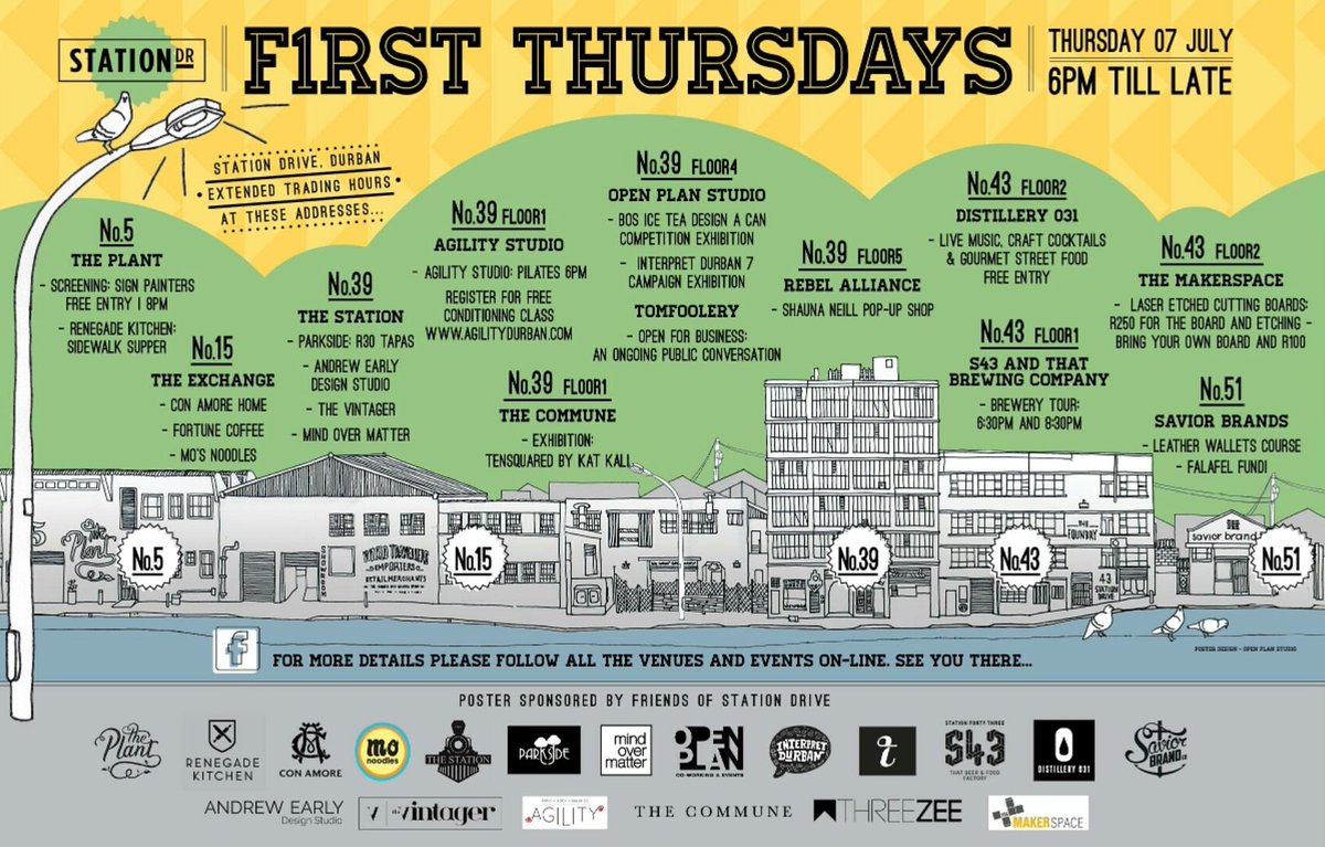 #firstthursday goes down tomorrow. Bands, screenings, exhibitions, workshops &amp; more. #Durban pride at its finest.