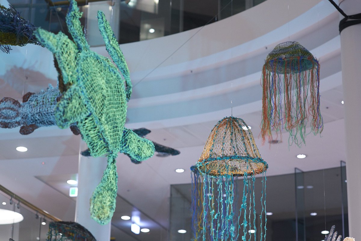 dfat's tweet photo. Opened last night #DFATNAIDOC exhibit of #GhostNets from @Pormpuraaw1 artist Sid Bruce Shortjoe on display @dfat https://t.co/a0fjZjdjYy