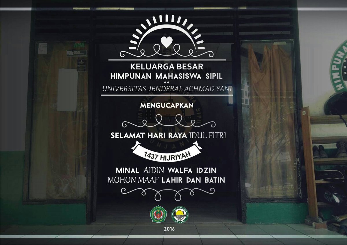 INFO_HMSUNJANI's tweet photo. Kami segenap keluarga besar HMS UNJANI mengucapkan Selamat Hari Raya Idul Fitri Mohon maaf lahir dan batin :) https://t.co/ZDXTIJTMiH