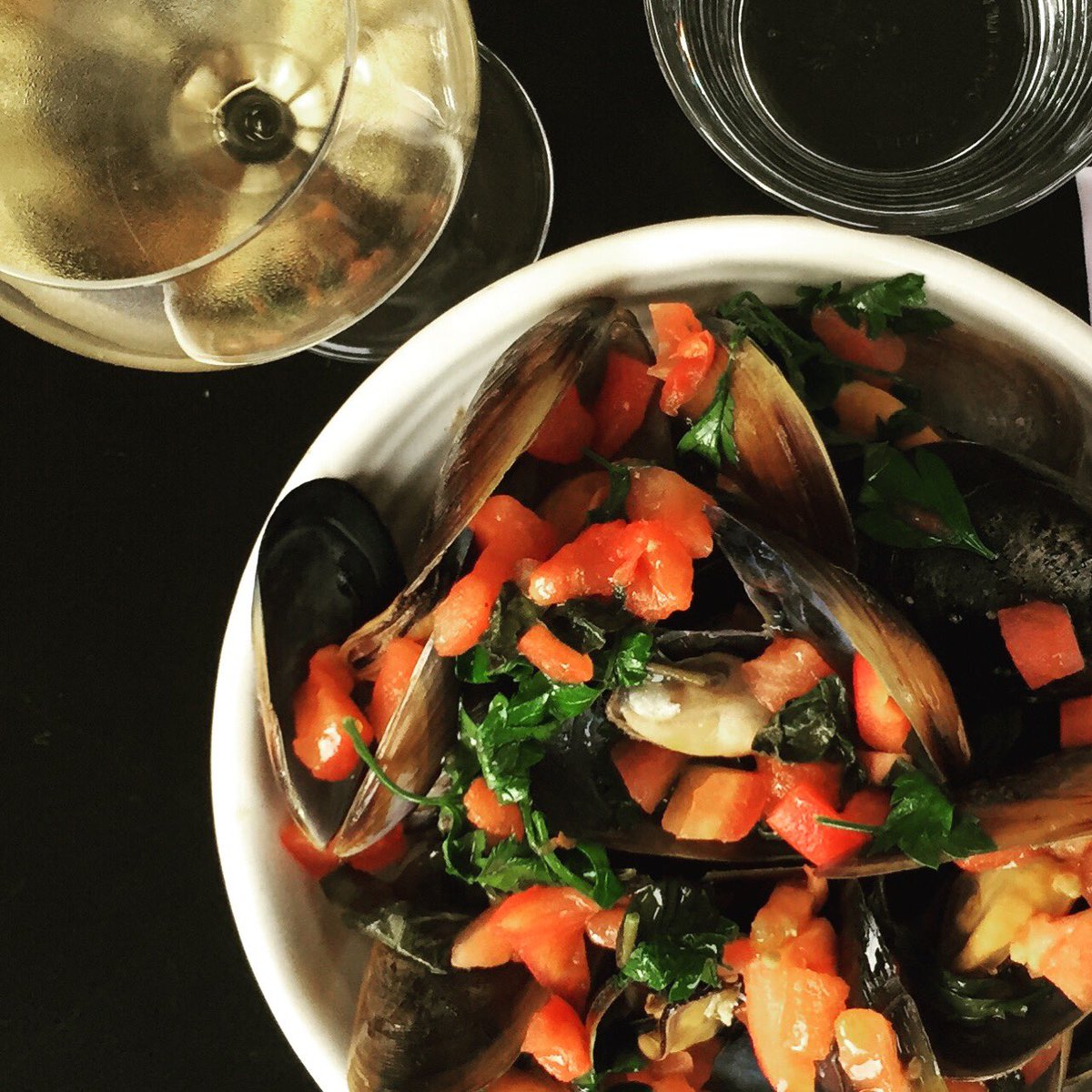 MUSSELS MADNESS $10!! Wednesday night Upstairs only! Spring bay mussels cooked in 'Crazy Water' with rissoni.