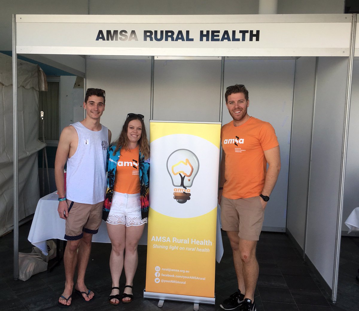 yourAMSArural's tweet photo. Are you at #tsv16? Make sure you say hi to @jmewb @mitchsimp & @ryan_horn_au at AMSA Rural Health stall! #gorural https://t.co/ACMupyUrs9