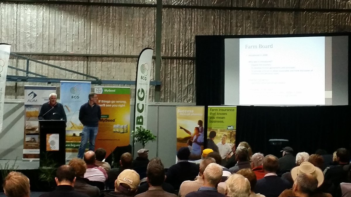 Farm_360's tweet photo. @DelahuntyAndy discussing how they established a farm board in their business. #bcgexpo16 @BCG_Birchip https://t.co/QUfbbHkAJA