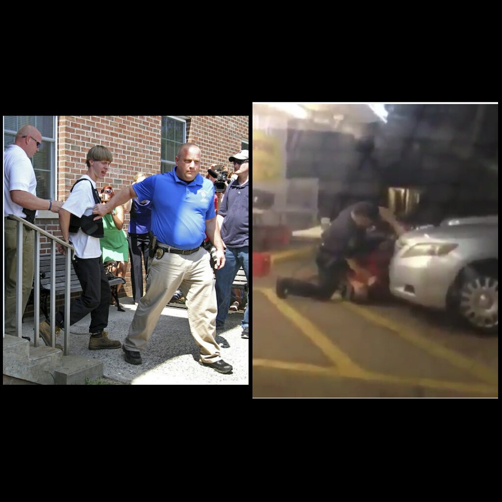 elsajustelsa's tweet photo. One of these men is being arrested for mass murder.

The other for selling CDs.

 #AltonSterling https://t.co/F8Y7zy0q90