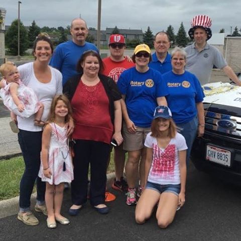 Club members and family marched in the July 4th parade, threw out candy to the kids