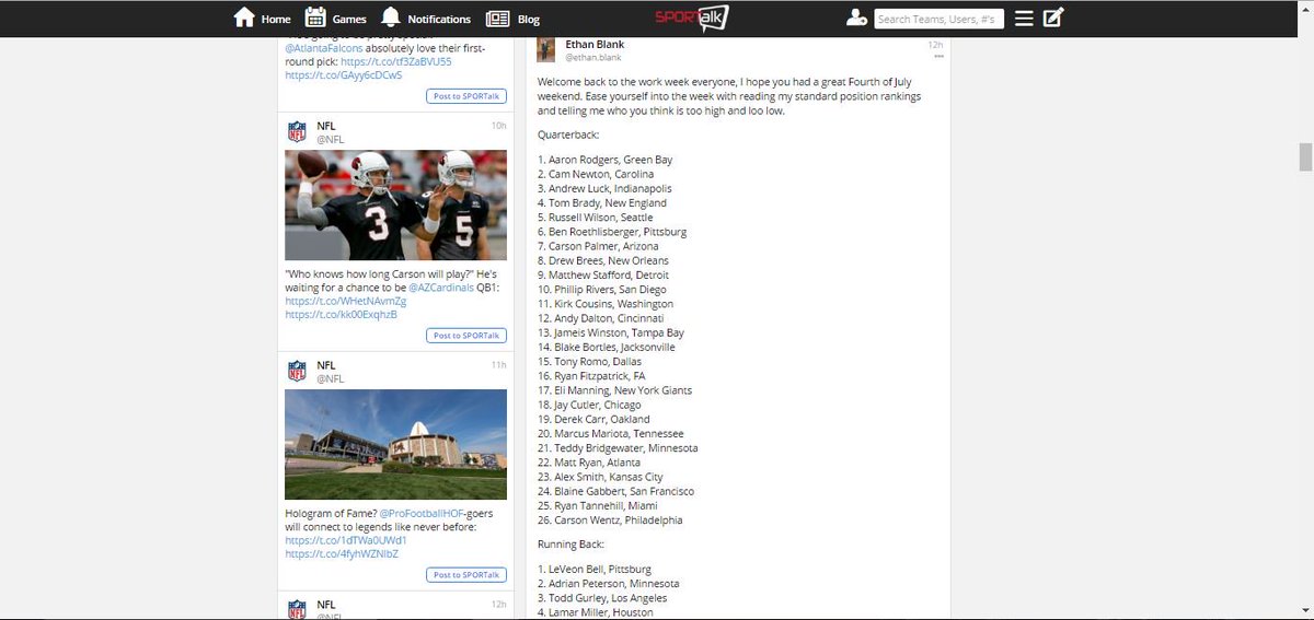 FanSPORTalk's tweet image. Check out Ethan Blank's #FantasyFootball rankings, only available on SPORTalk: bit.ly/29pdccN