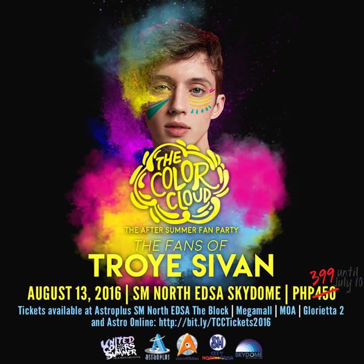 TroyeSivanPH's tweet photo. Be loud! Make our fandom proud! GET YOUR TICKETS NOW!!! #TheColorCloud2016 🌈🎉☁️ Pls RT! https://t.co/YxXSFXeTX3