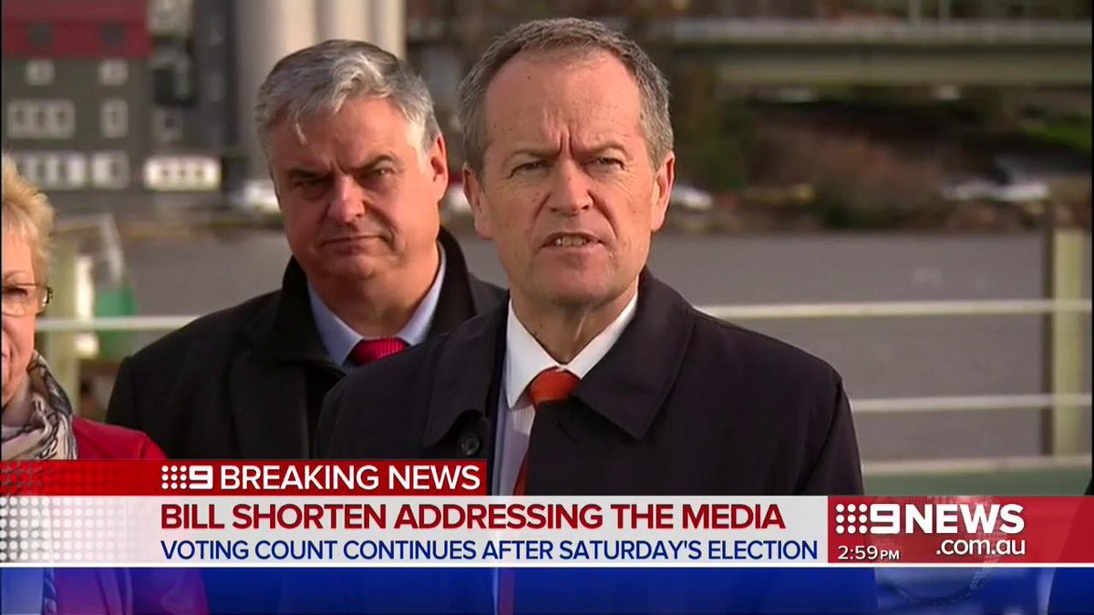 9NewsAUS's tweet photo. "Labor will persist - win, lose or draw - with our positive agenda to protect Medicare." @billshortenmp #9News https://t.co/MhDpgagLIZ