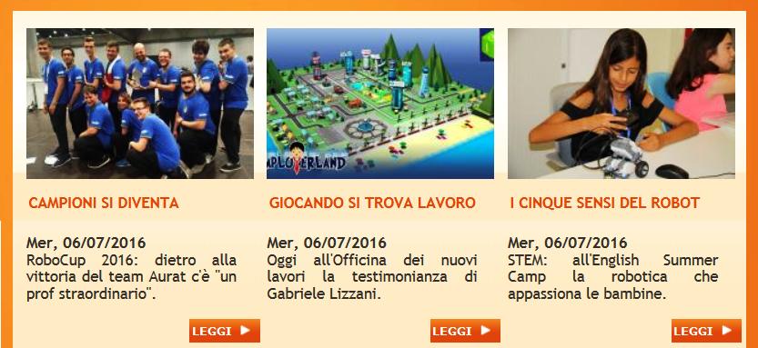 fmdigitale's tweet photo. Oggi in primo piano su https://t.co/8CaUF282G5 #OfficinaNuoviLavori #EnglishSummerCamp #RoboCup2016 #RomeCup2016 https://t.co/KmRMne1awI