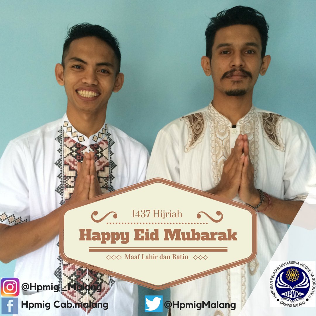 HPMIGmalang's tweet photo. HPMIG Malang mengucapkan Selamat Hari Raya Idul Fitri 1437 H. 
#HPMIGMALANG #HPMIG #Gorontalo #Malang #2016 https://t.co/aSLm7vQNrL