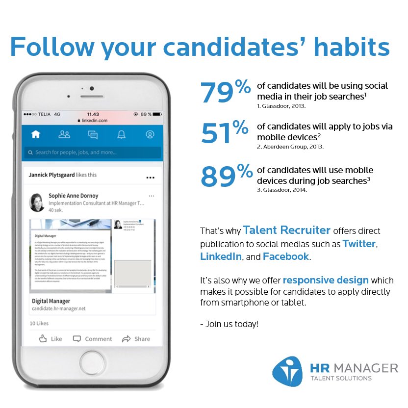 hrmanagerglobal's tweet photo. Stay on track and develop along with canditates' habits 👏🏻🎉  #supplier #hr #responsive #socialmedia  #erecruitment https://t.co/31vTRVauc1