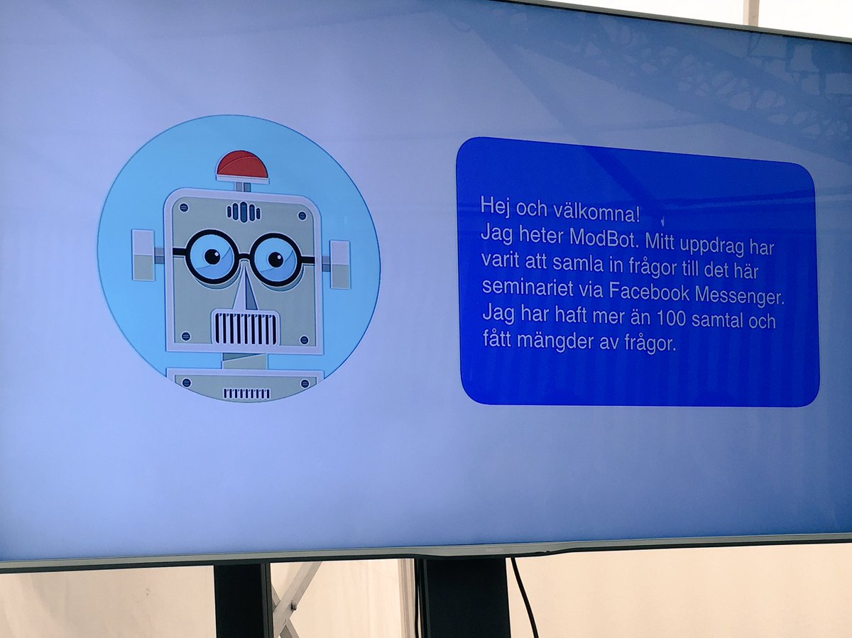 Berghs's tweet image. Morgonens samtal modereras av #ModBot #almedalen