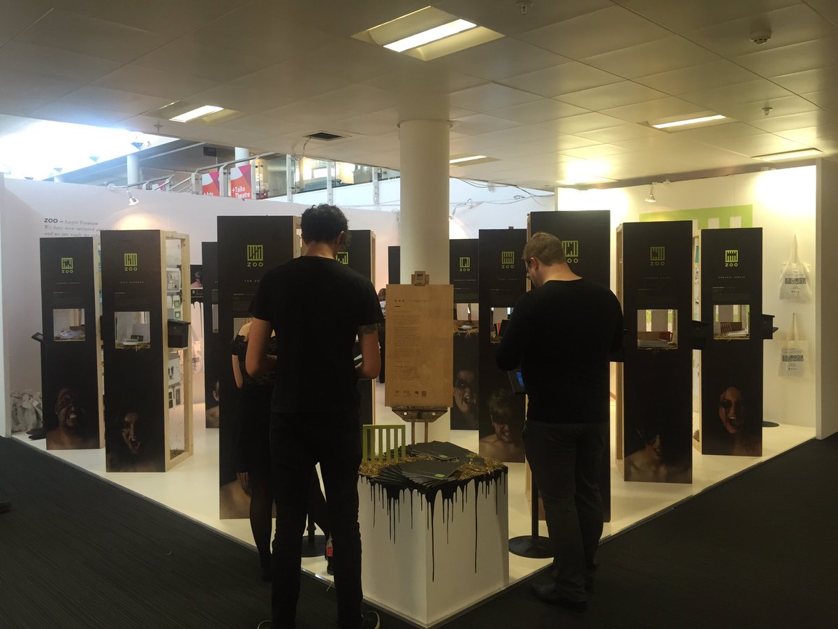 Zoo2k16's tweet photo. Just doing the last finishing touches @NewDesigners #nd16 #zoo2k16 #graphics #design #show #london https://t.co/fdNPIL9XMc