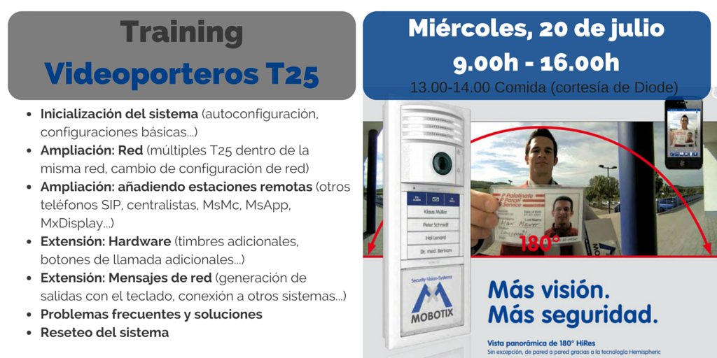 DIODE_COM's tweet image. El 20 de julio en nuestras oficinas nueva #formación de @MOBOTIX_AG sobre el nuevo #videoportero T25 #security