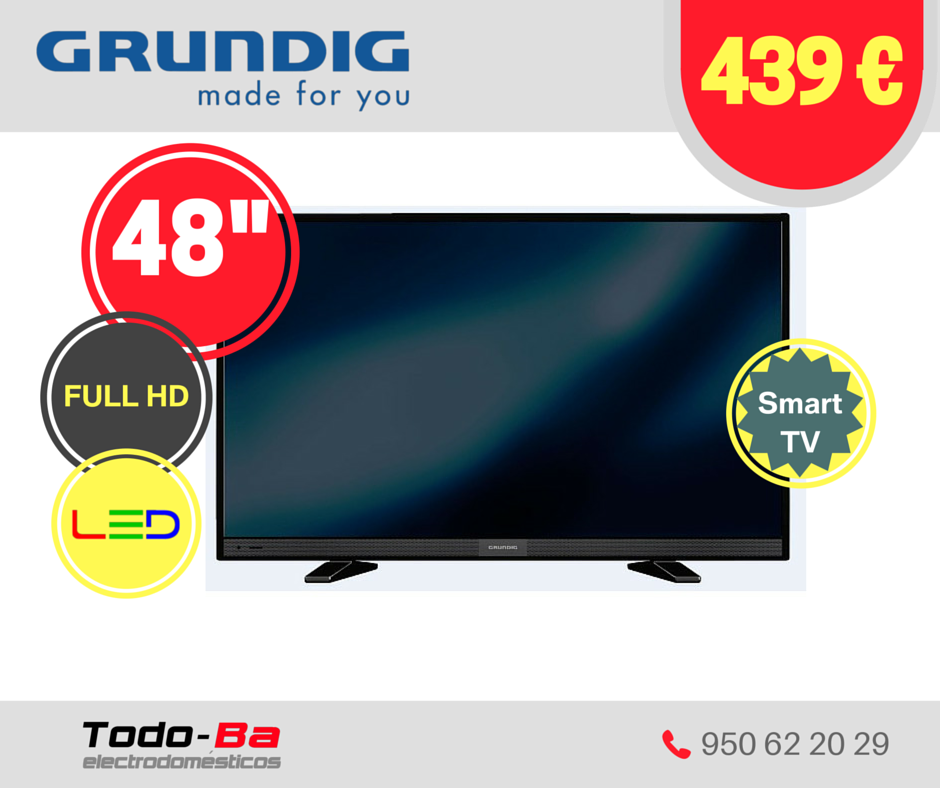 ¡Piensa en GRANDE! 48 Pulgadas de alta definición en tu salón con #Grunding. #FullHD #SmartTV #TodoBaStore #Almería