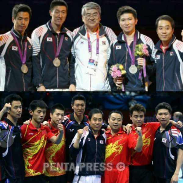 In London 2012! Picture with Chinese team and with 조양호 president of Korean Table Tennis association.