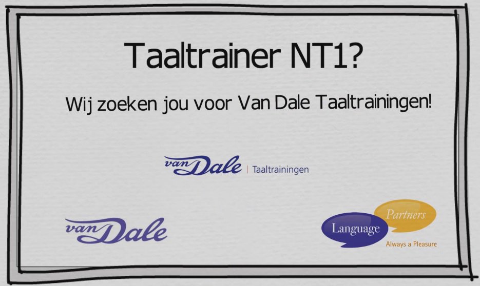 Van Dale Taaltrainingen zoekt #NT1-taaltrainers. Kom jij het team versterken? youtu.be/S2R3p9BZyVc <a href="/Taalvacatures/">Taalvacatures</a>