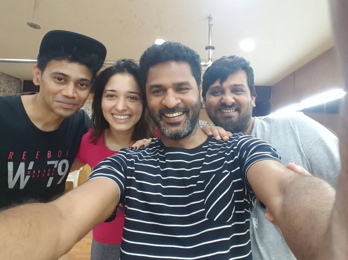 i_PyramidMusic's tweet photo. Just a crazy #Selfie in between #DanceRehearsal.. @PDdancing - @tamannaahspeaks #Devi https://t.co/sRccx5jvEo