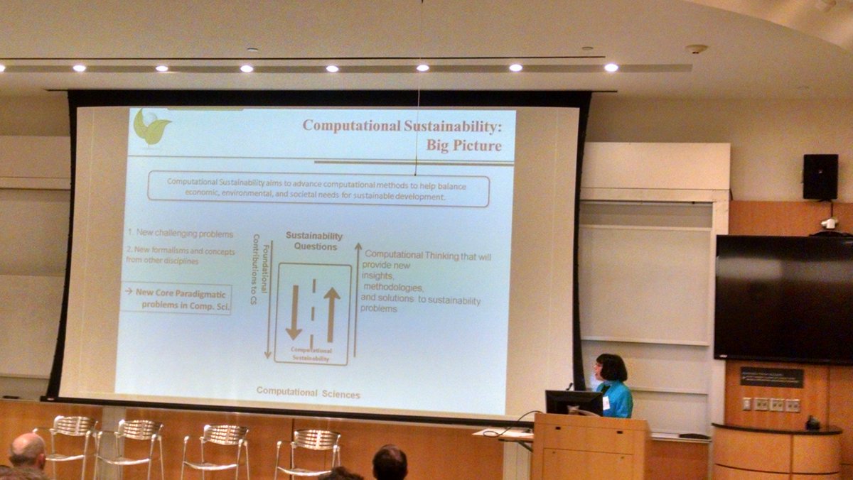 nd_jensen's tweet image. Gomes discussing the big picture for computational sustainability #compsust2016