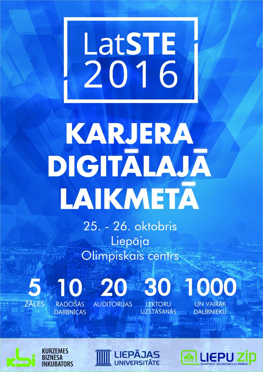 lat_ste's tweet photo. Latvijas jauniešu karjeras veidotāju nozīmīgākais notikums - konference LatSTE 2016 Liepājā 25-26 oktobrī! https://t.co/5i1QQJccmD