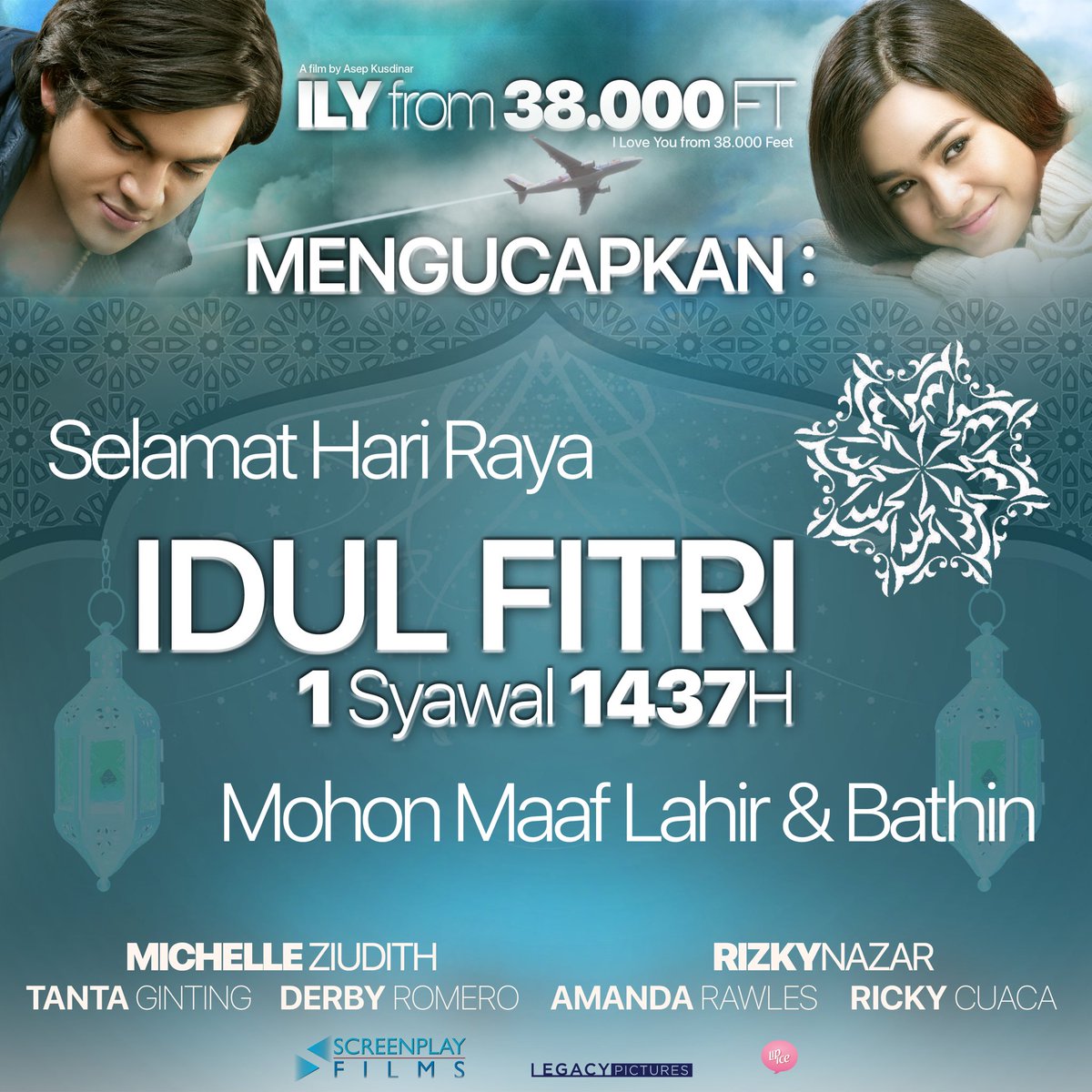 MichelleziuFan's tweet photo. Segenap keluarga besar #ilyfrom38000ft mengucapkan Selamat Hari Raya Idul Fitri 1437H. Maaf Lahir Batin. https://t.co/hyTqeq7DI8