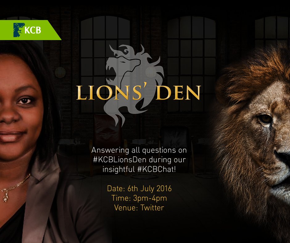 KCBInKenya's tweet photo. What a #KCBChat on #KCBLionsDen could do for you is simply unfathomable! See you then! https://t.co/ewCmggHtir