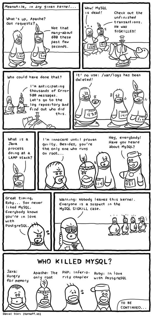 nixcraft's tweet image. Lol. #linux #mysql #apache #php #unix #lamp via turnoff.us/geek/who-kille…