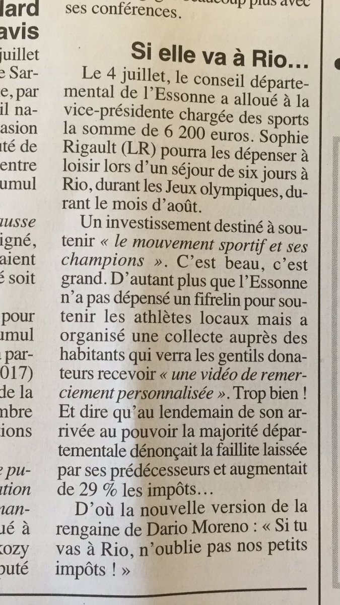 MZeghouf's tweet photo. Et bim. Dans le @canardenchaine aujourd'hui...#faillite #vacances #impôts #merci @sophierigault @desousa_v @EvrySlp https://t.co/ivtTbqHope