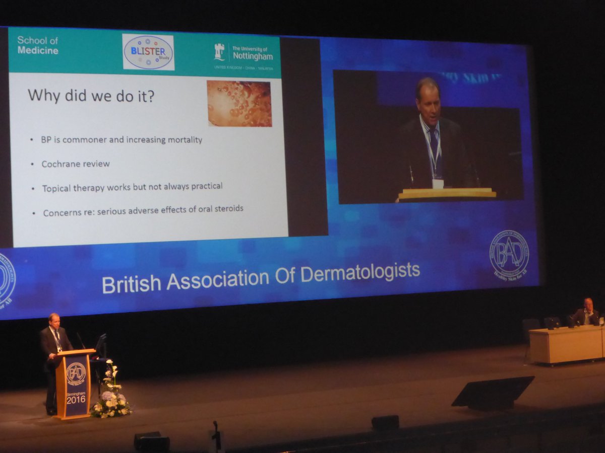 Hywel Williams- #BLISTER: acceptable non-inferiority &amp; better safety of doxycycline vs prednisolone #BAD2016
