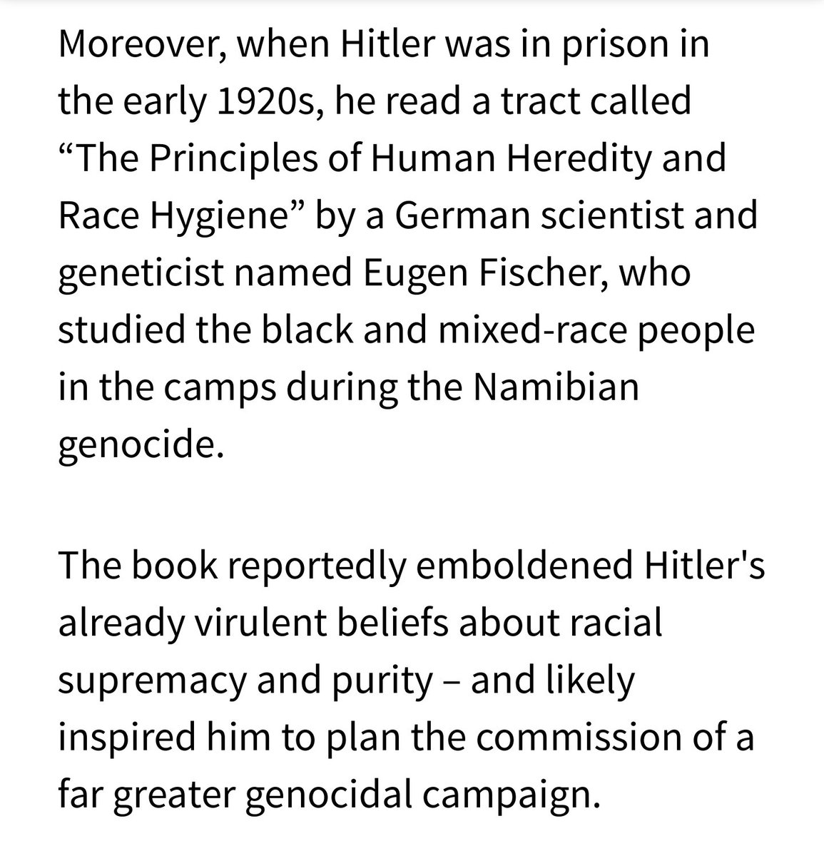 1. Hitler wiped out 6 million Jews in the Holocaust. What you were not told: he was inspired by the Namibia Genocide