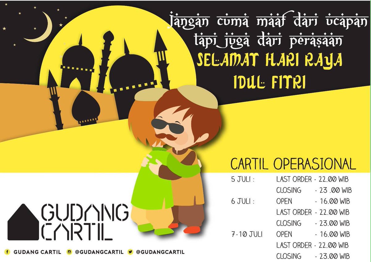 GudangCartil's tweet photo. Walaupun Lebaran, #GudangCartil tetap buka lho! https://t.co/09BjHz0GZM