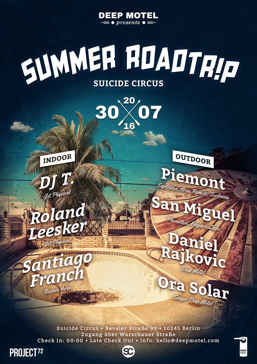 DeepMotel's tweet image. Deep Motel pres.: SUMMER ROAD TR!P ON 30.07.16
Check out our Facebook &amp;amp; Instagram for more info! See you on July 30.