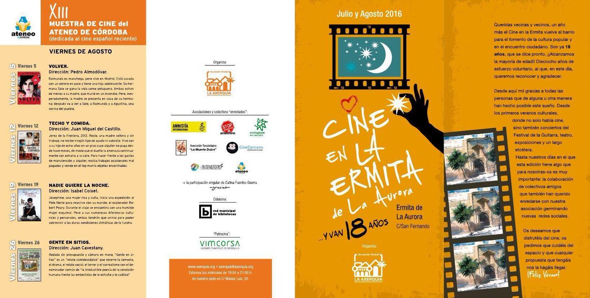 albrios's tweet photo. Un año más nos vemos en la Ermita de la Aurora en el cine de la Axerquía!!! https://t.co/AY66mn2QFe